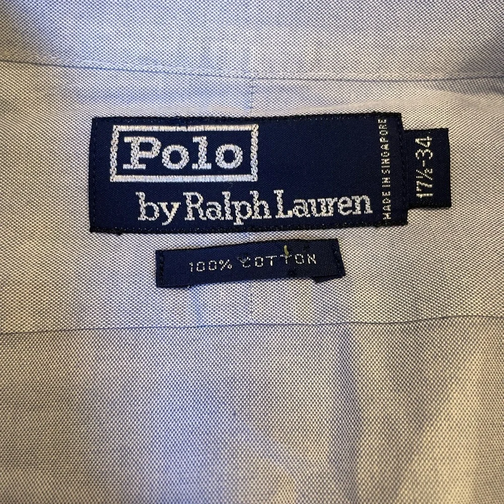 Polo Ralph Lauren Knit Dress Shirt Men's Long Sleeve Blue Shirt 17.5 34 Career